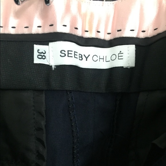 See by Chloe Navy Cigarette Leg Trousers - Picture 3 of 7